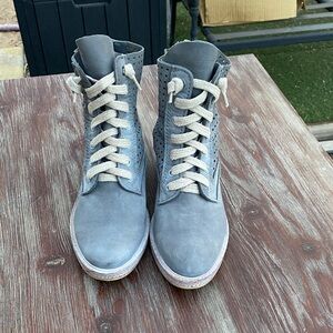 Dolce Vita Gray Suede Lace-Up Ankle Boots